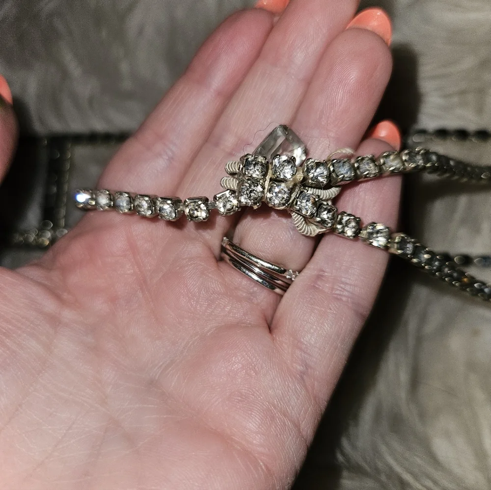 Vintage 1980s Rhinestone Statement Belt | Silver Crystal Belt | Glam